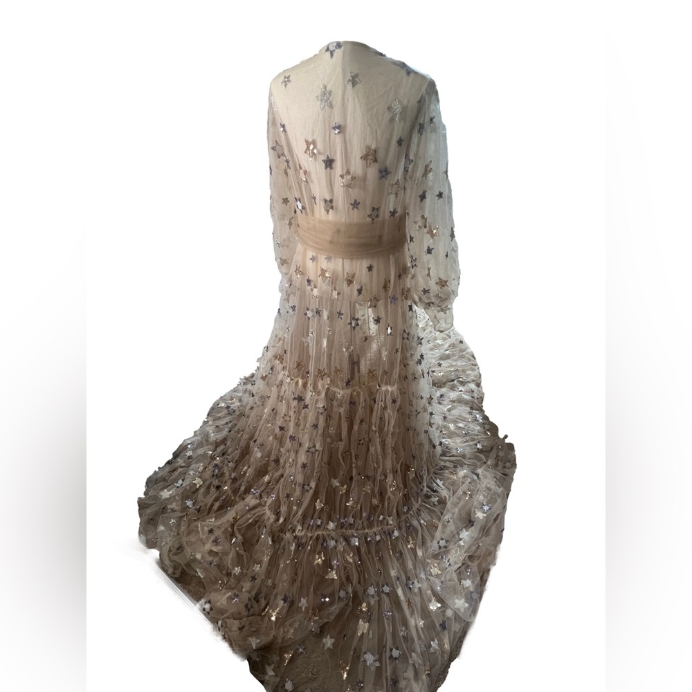 Beautiful Tan Sequin Stars Tulle Maternity Robe or any Occasion Photoshoot - Picture 10 of 10